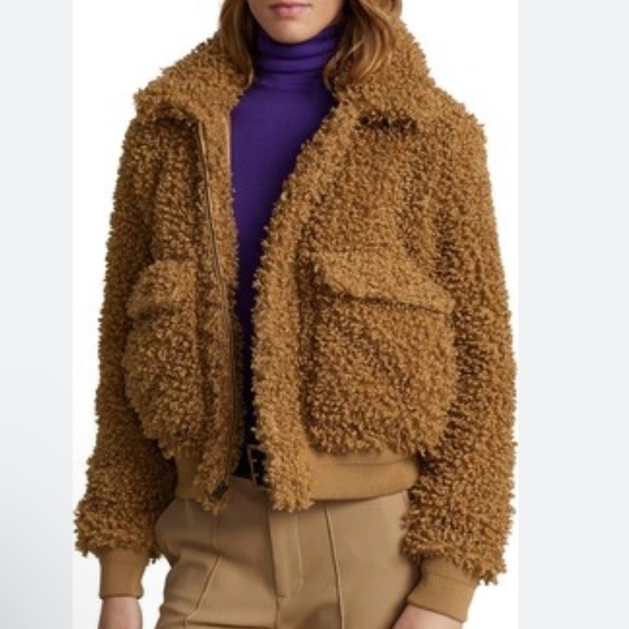 NWT Polo Ralph Lauren High-Pile Curly Fleece Teddy Bomber Jacket size large - Picture 8 of 13